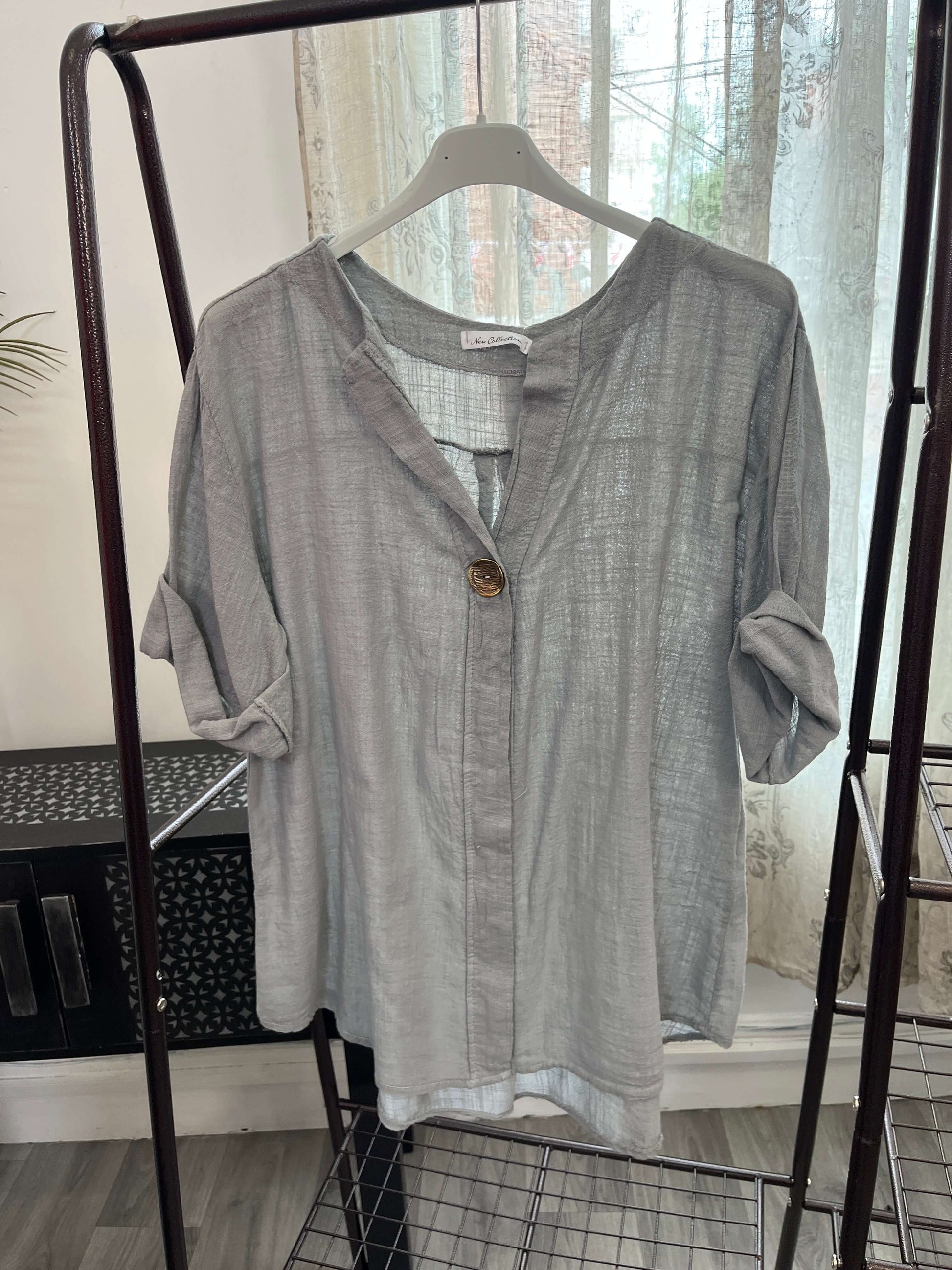 Atlanta One Button Boxy Slouchy Blouse