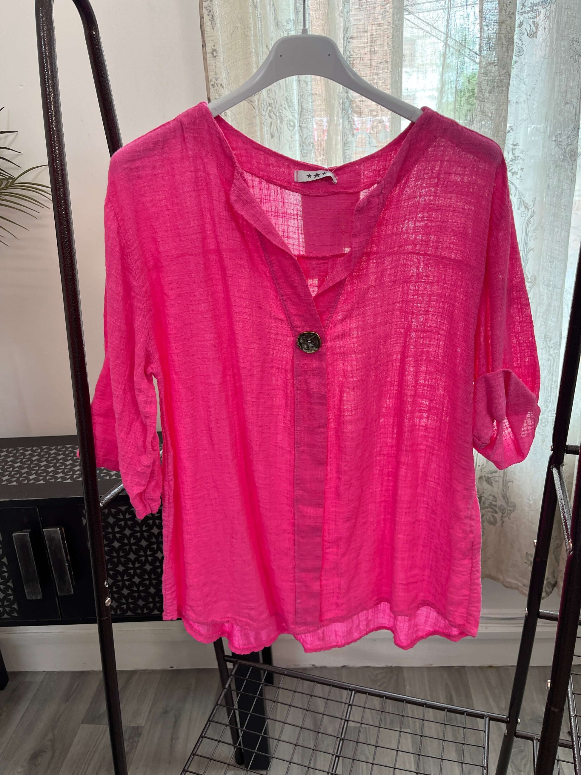 Atlanta One Button Boxy Slouchy Blouse