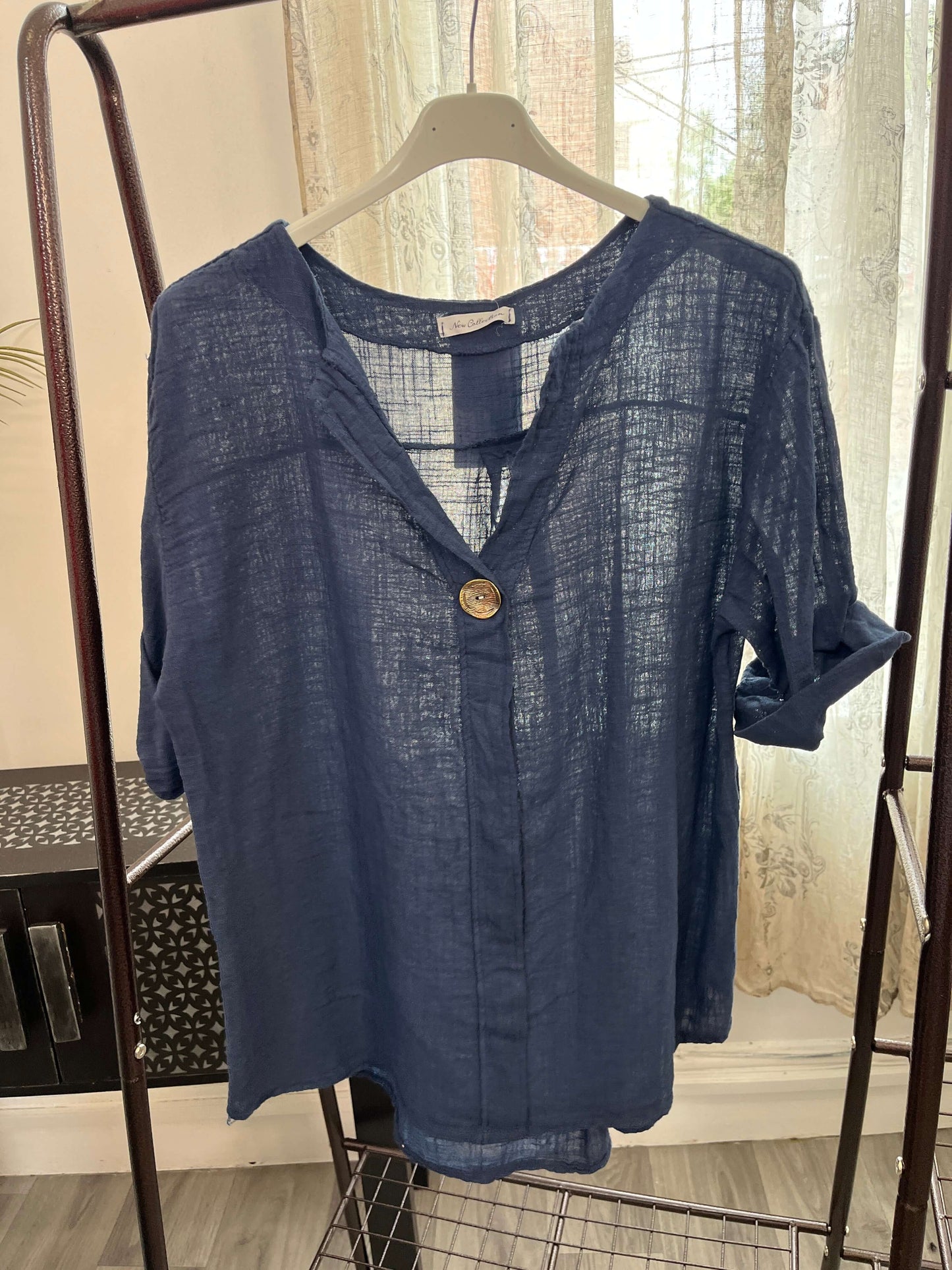 Atlanta One Button Boxy Slouchy Blouse