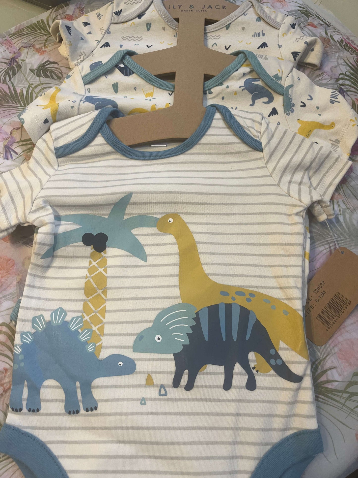 Baby Body Dinosaur Cotton 3 Pack Bodysuits