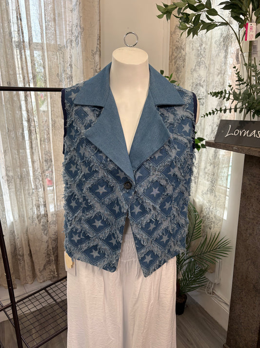 Lornashouse Exclusive by Annabelle - Star/Plain Denim Waistcoat