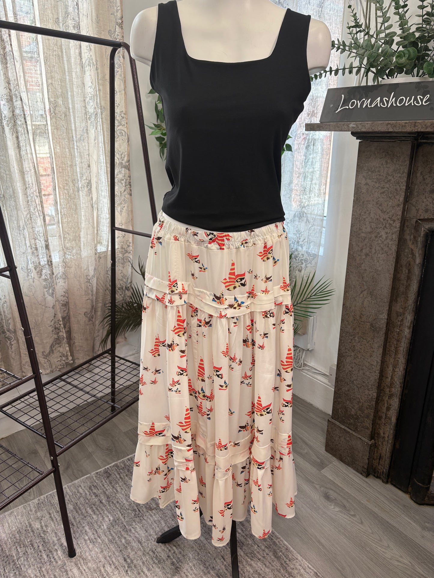 Lornashouse Exclusive by Annabelle - Bird Print Tiered Skirt