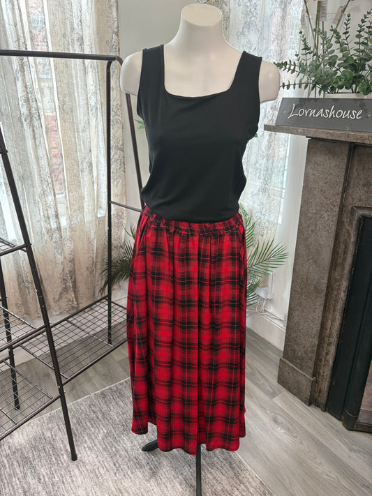 Lornashouse Exclusive by Annabelle - Red & Black Tartan Midi Skirt