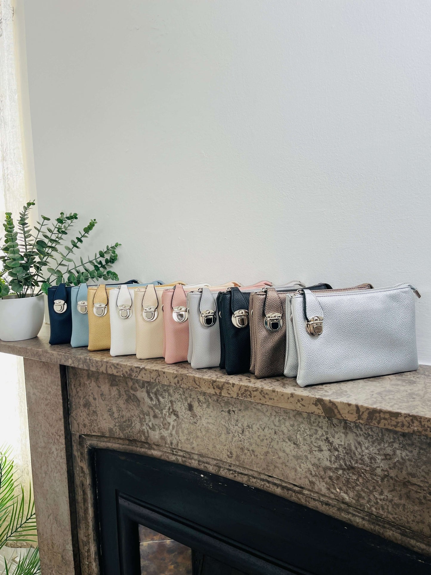 Ladies Silver Buckle Clutch Bag (13 colours)