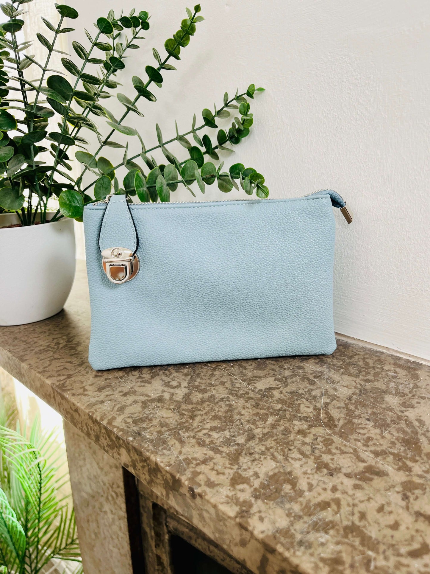Ladies Silver Buckle Clutch Bag (13 colours)