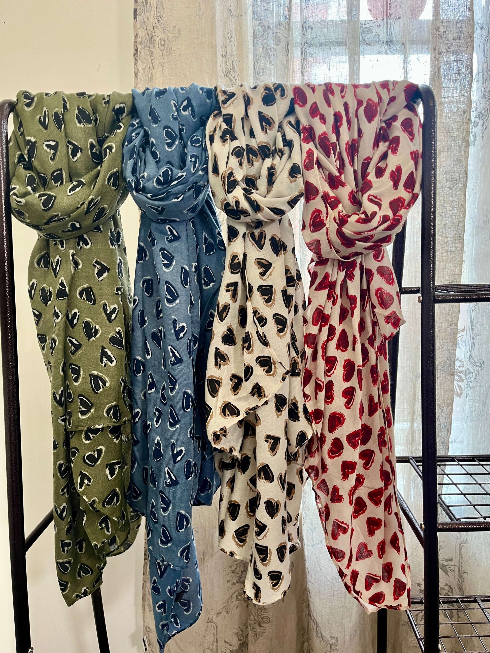 Heart Print Lightweight Scarf