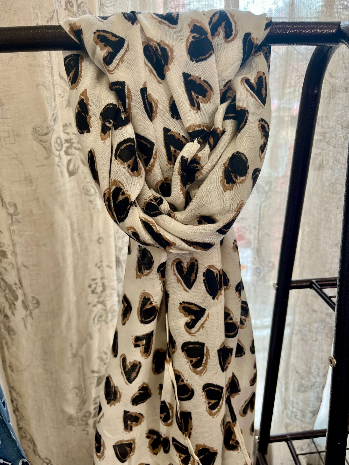 Heart Print Lightweight Scarf