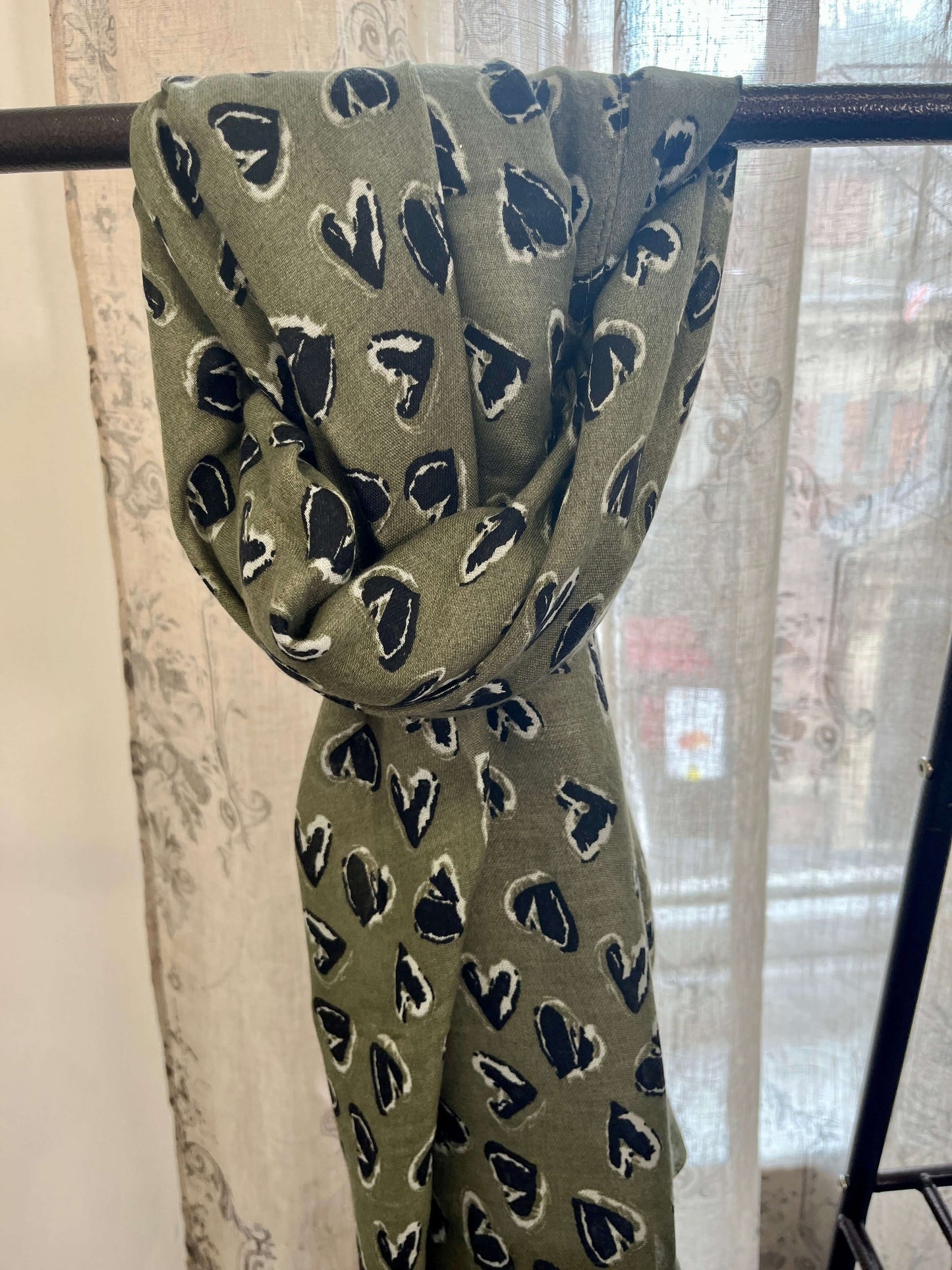 Heart Print Lightweight Scarf