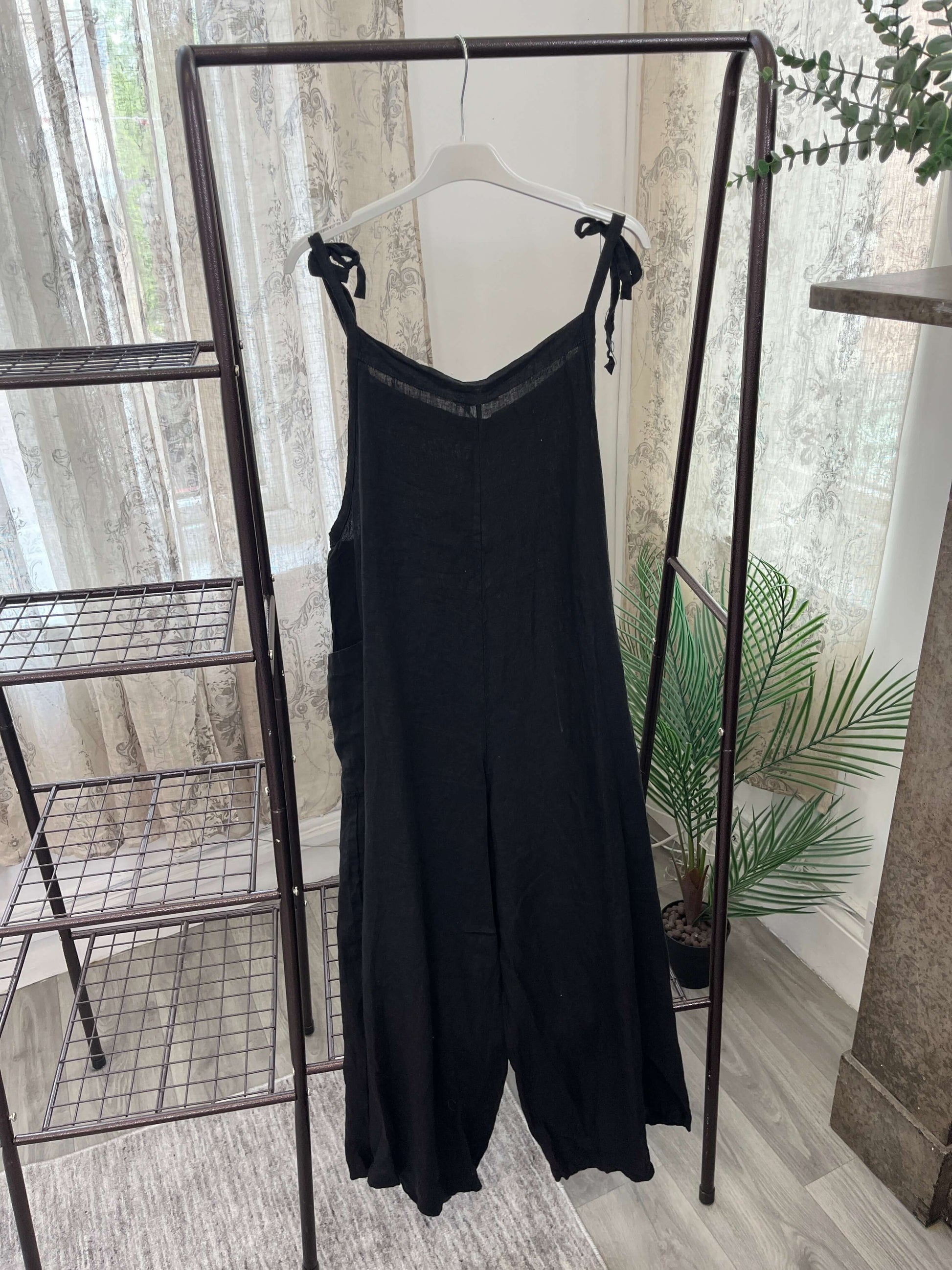 Millie Slouchy Linen Tie Strap Dungarees