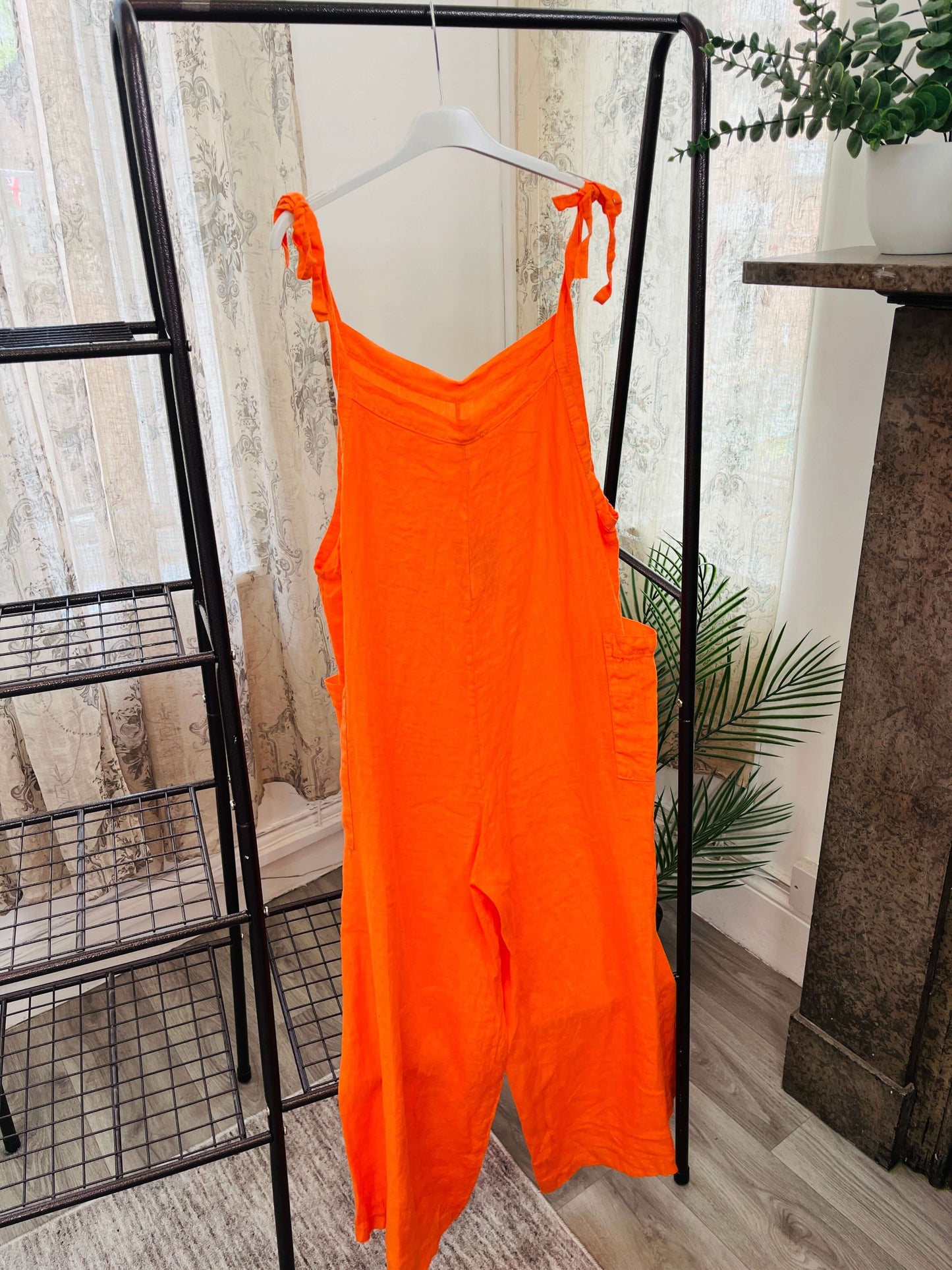 Millie Slouchy Linen Tie Strap Dungarees