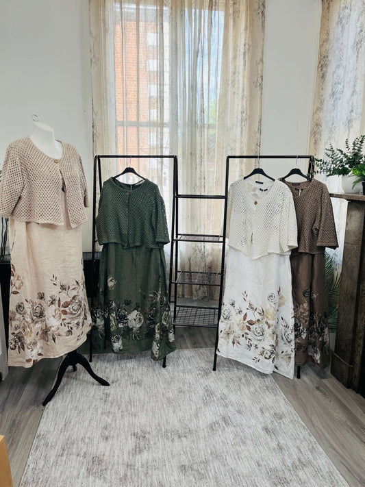 Rosie Floral Print Two Piece Dress and Jacket Set