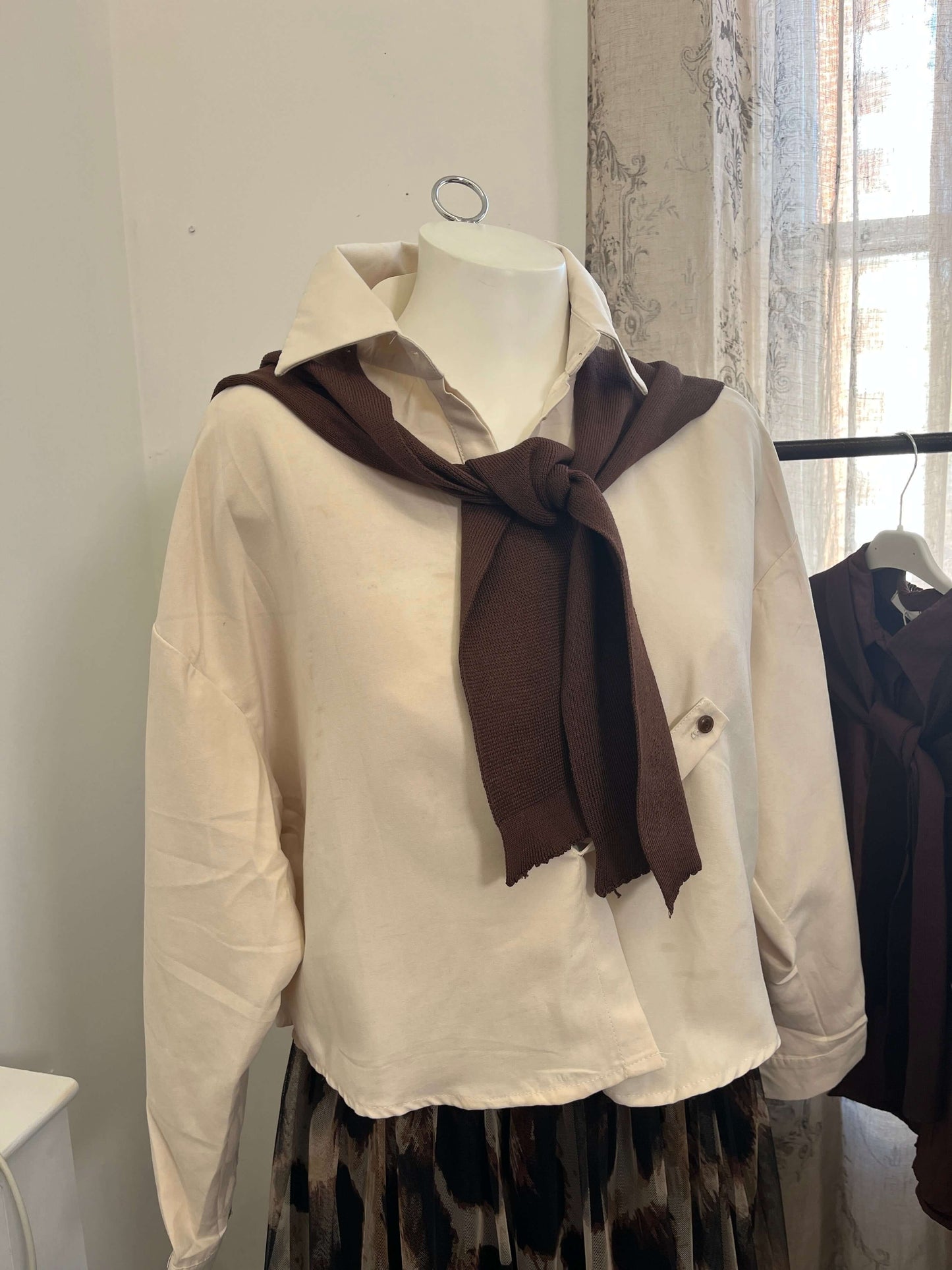 Luxurious Floaty Shirt & Shawl Set