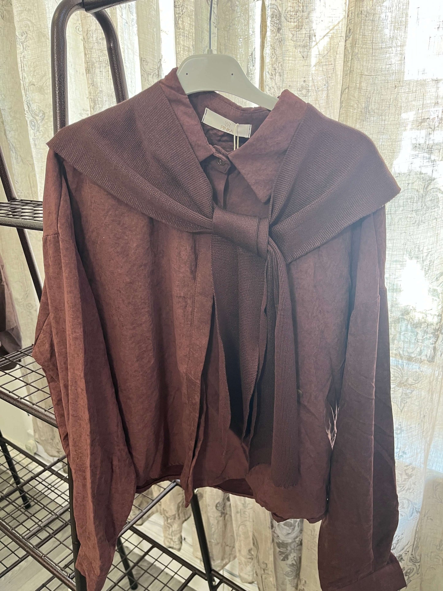 Luxurious Floaty Shirt & Shawl Set