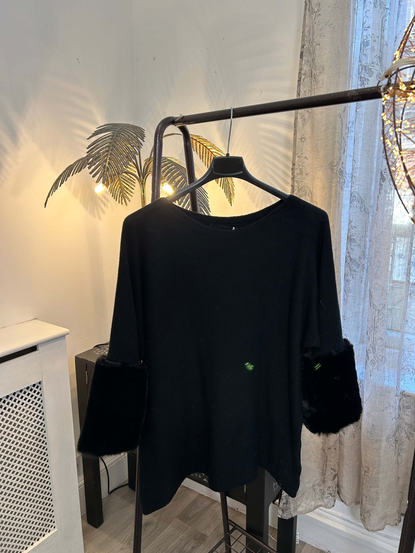 Faux Fur Cuff Detail Jumper