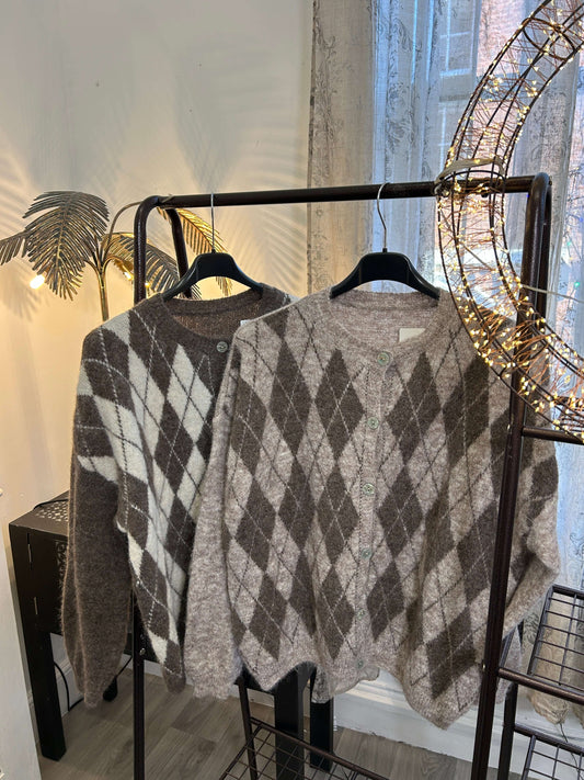 Argyle Nordic Style Cardigan