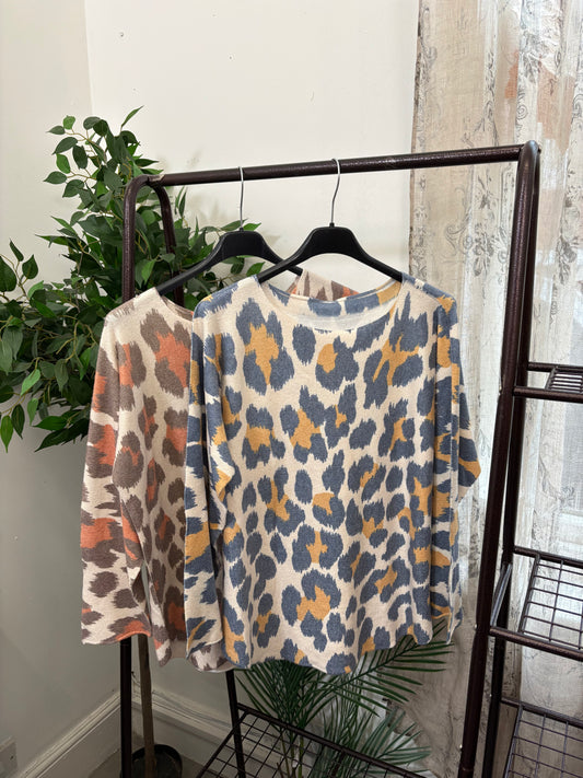 Leopard Print Round Neck Jumper