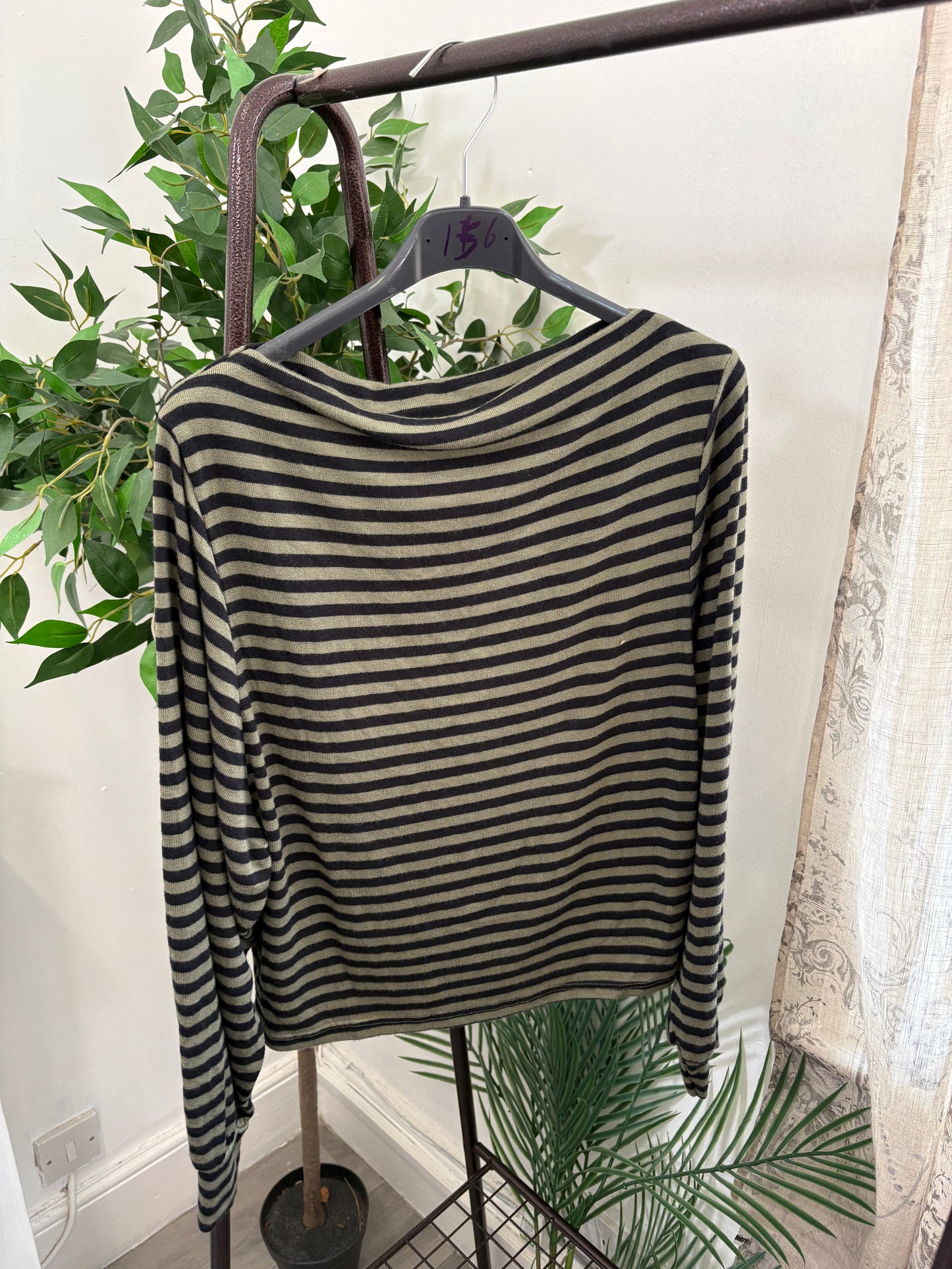 Ladies Striped Boat Neck Top