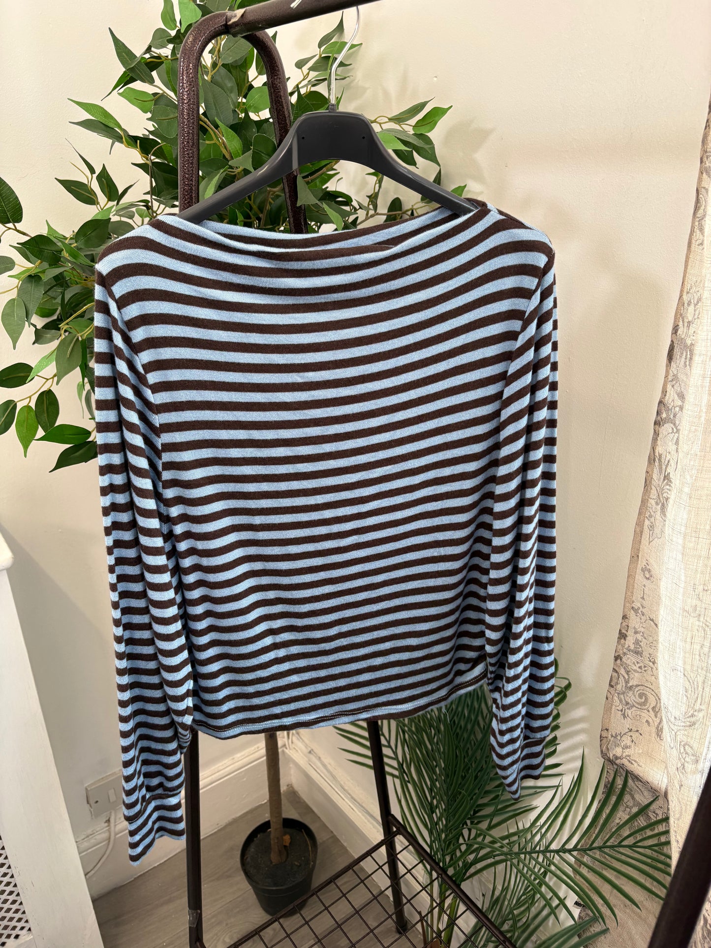 Ladies Striped Boat Neck Top