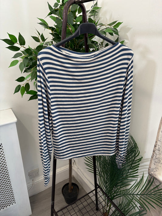 Ladies Striped Boat Neck Top