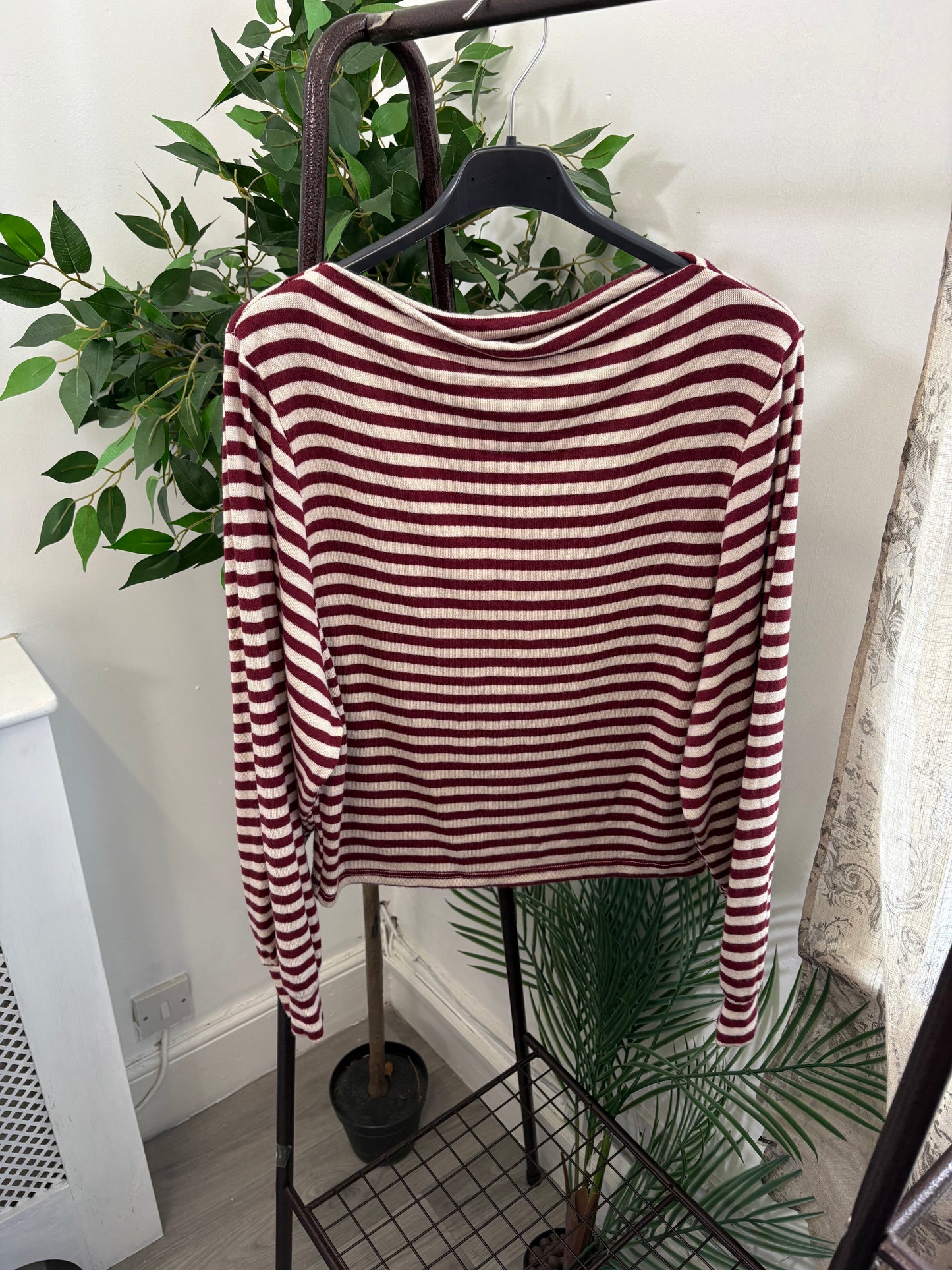 Ladies Striped Boat Neck Top