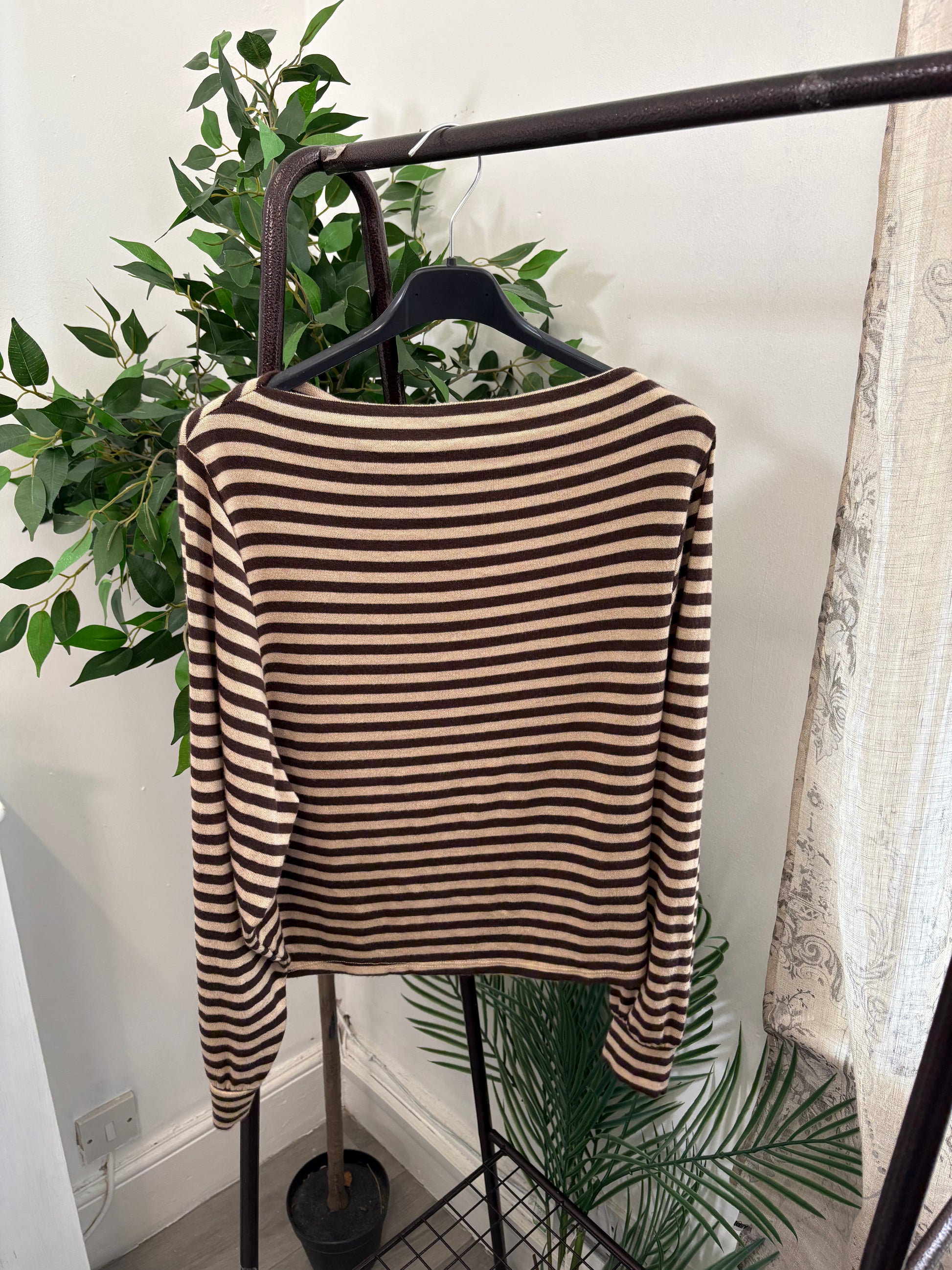 Ladies Striped Boat Neck Top