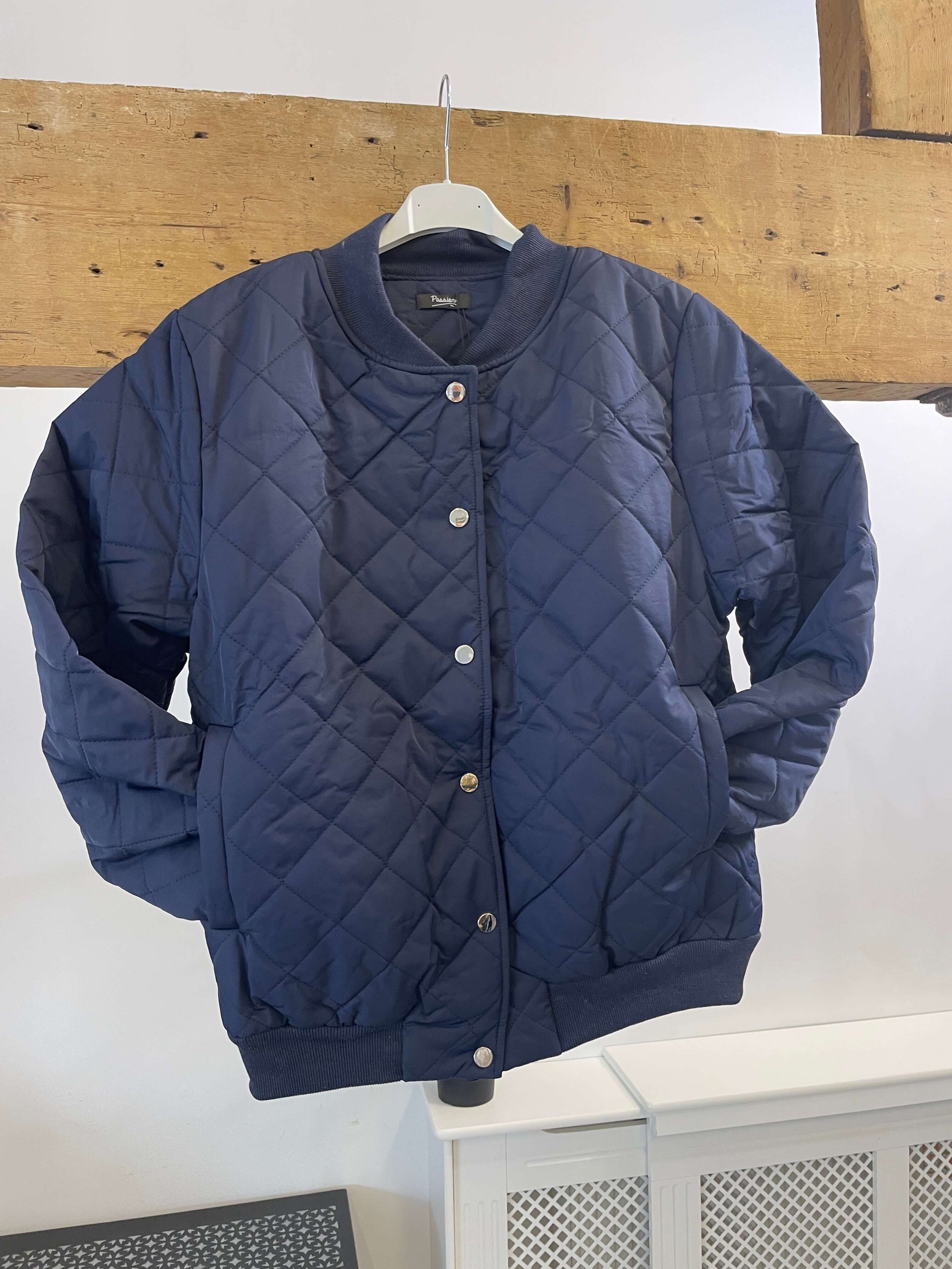 Quilted Navy Bomber Jacket