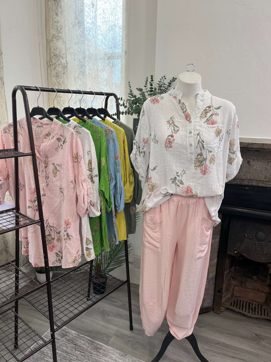 Luisa 3 Button Blouse - Vintage Floral