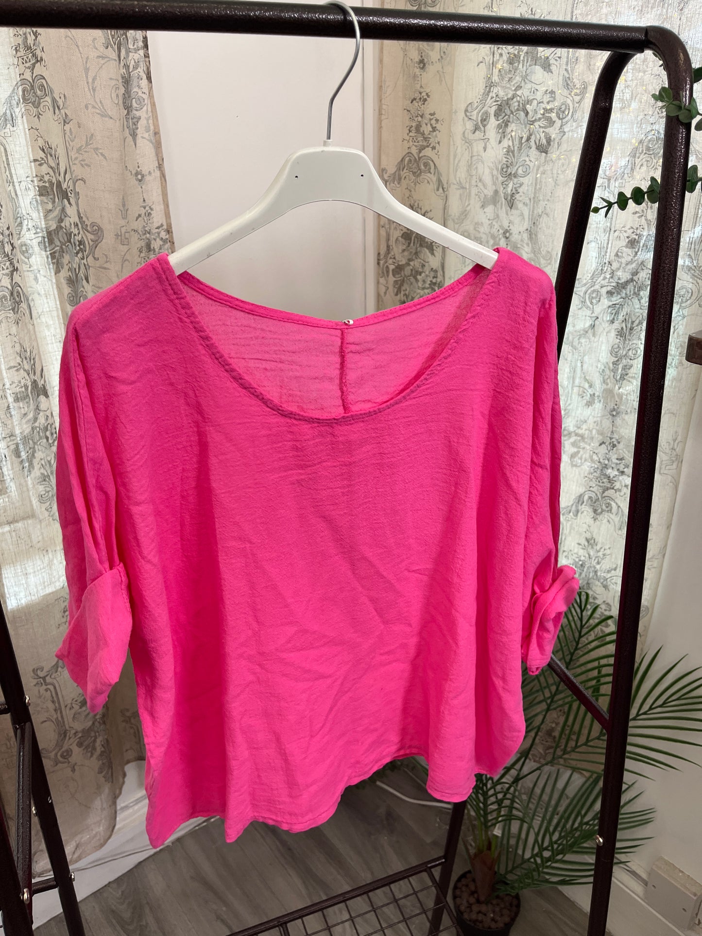 Sally Casual Round Neck Linen Top
