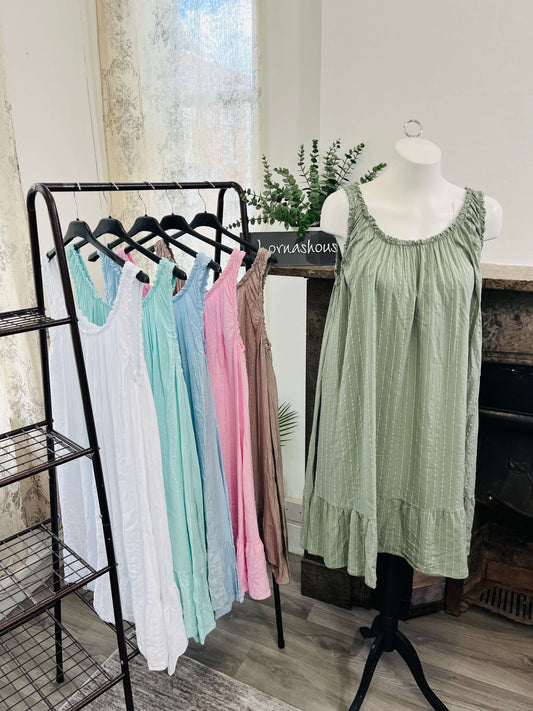Flowy Gauze Stripe Midi Sundress
