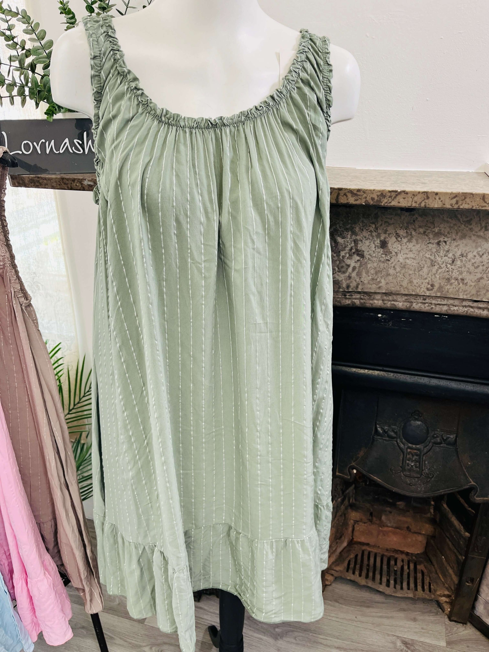 Flowy Gauze Stripe Midi Sundress