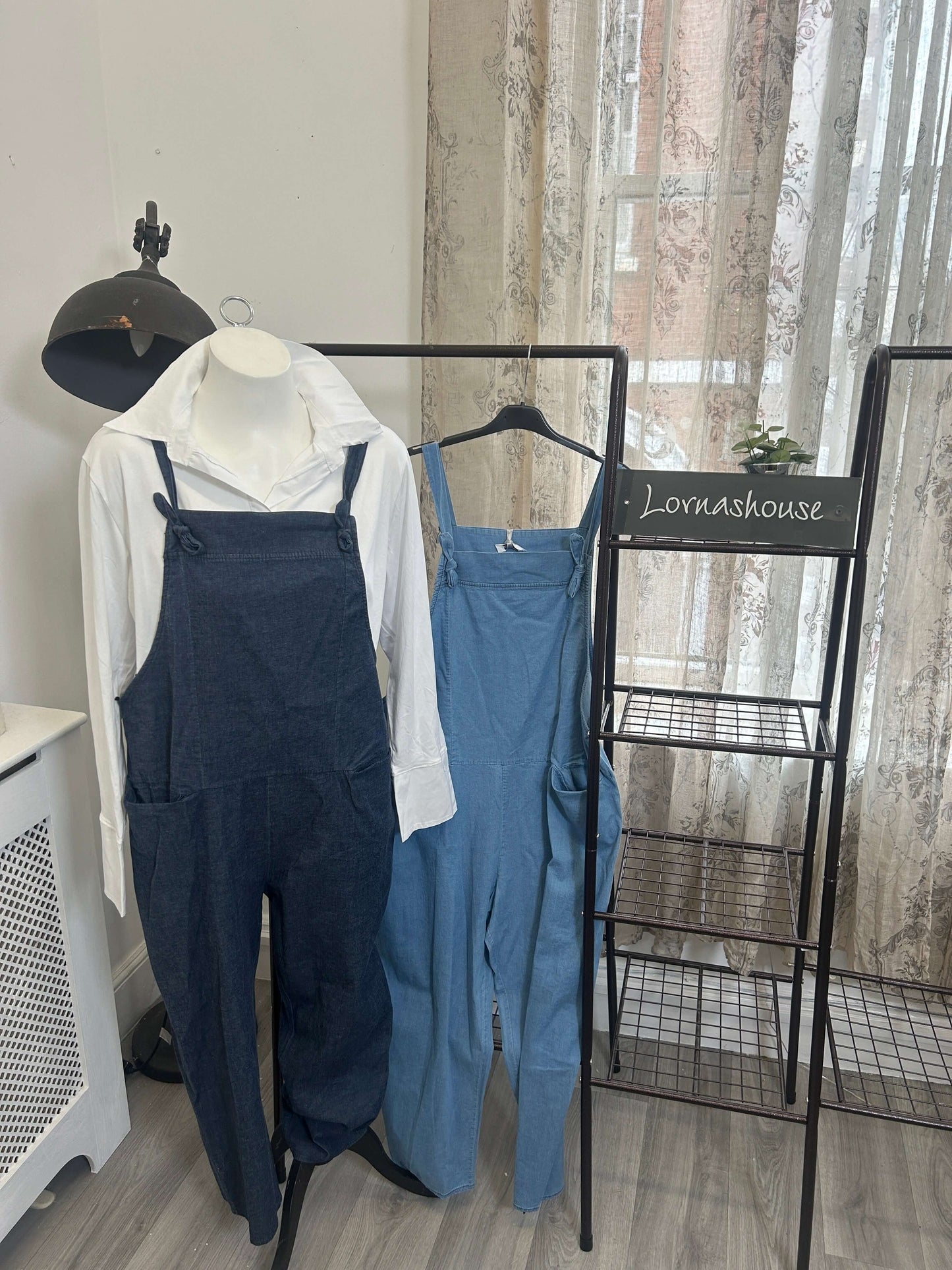 Slouchy Denim Look Cotton Dungarees