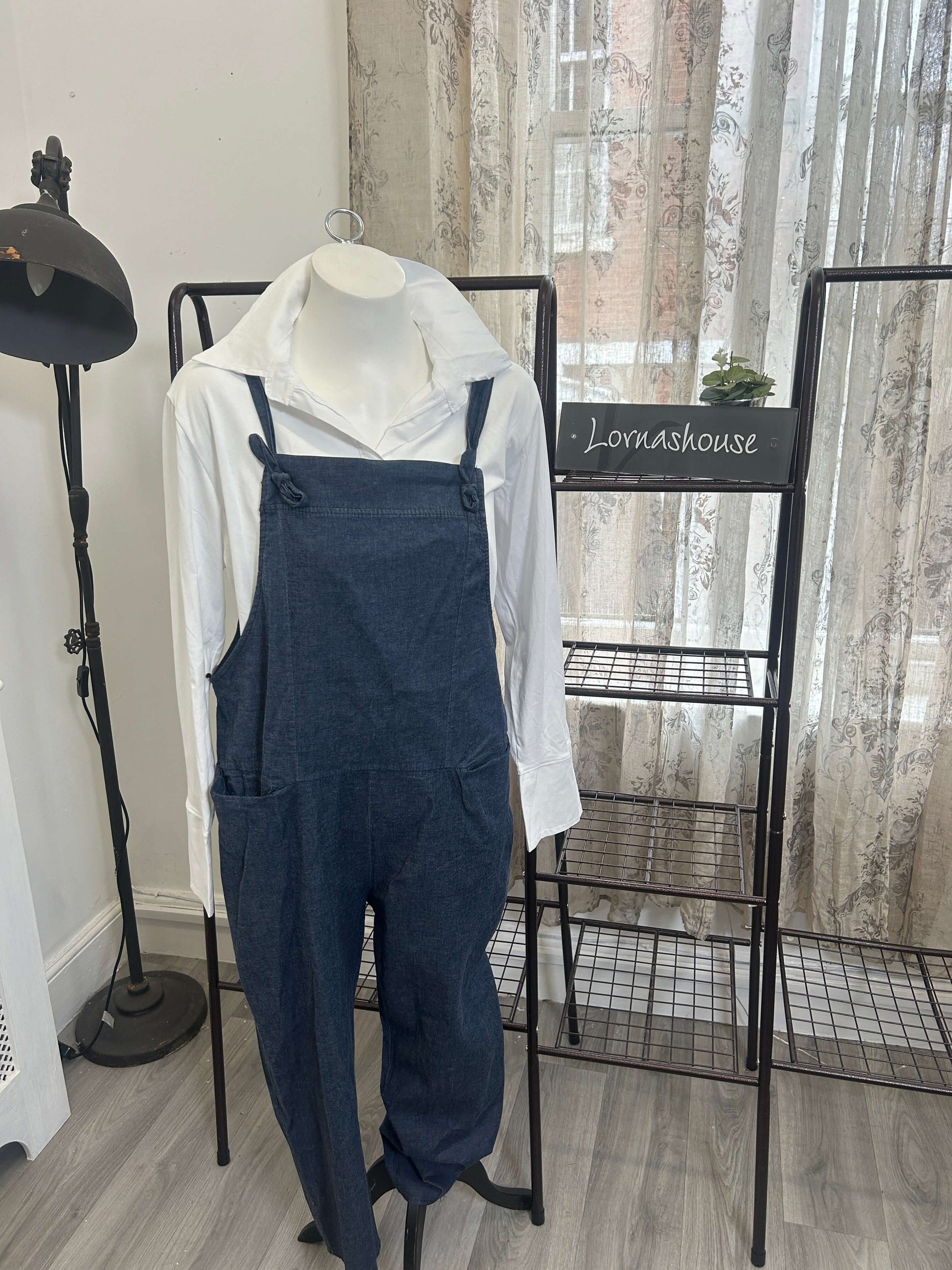 Slouchy Denim Look Cotton Dungarees