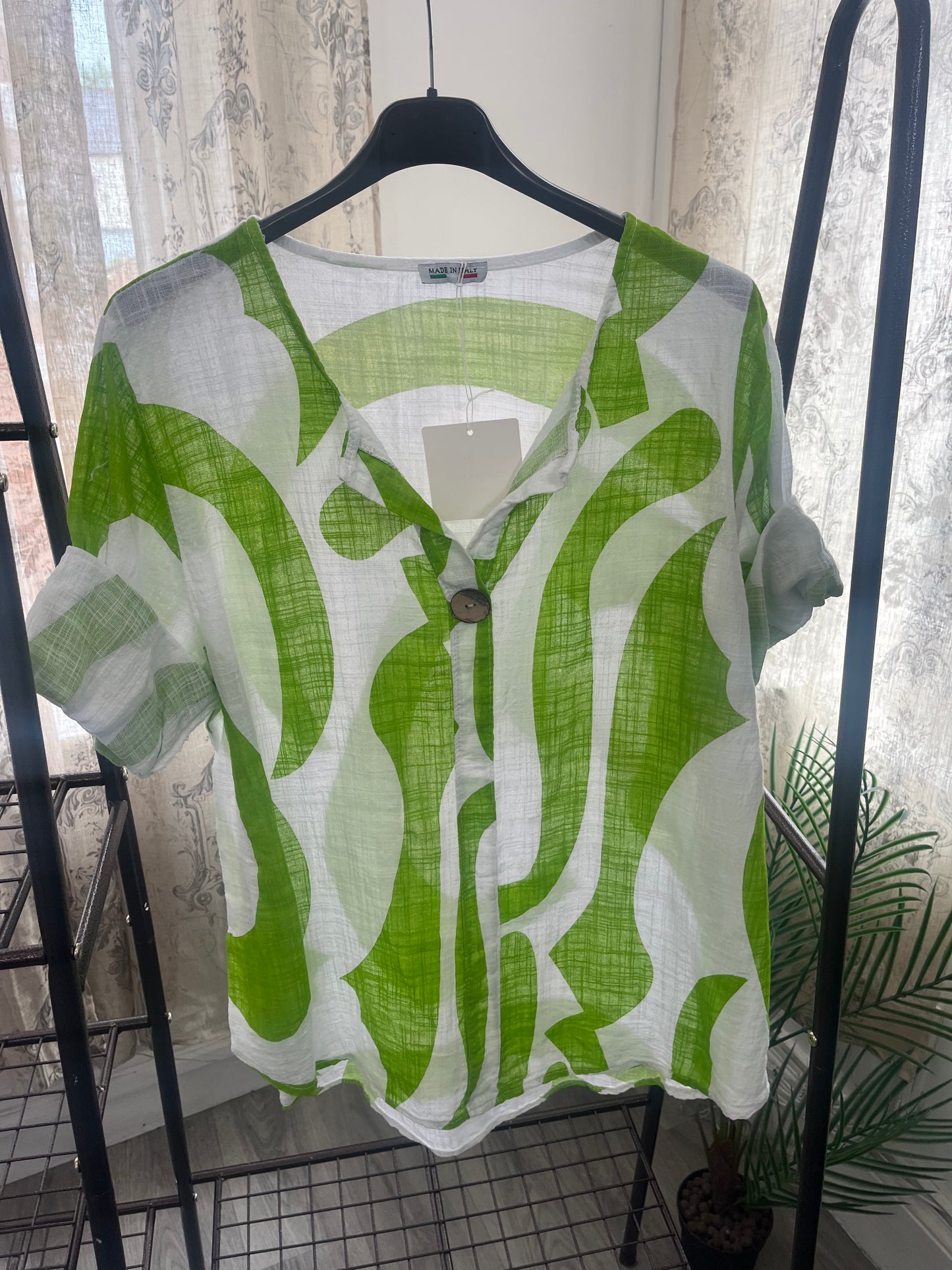 Casual One Button Blouse - Abstract