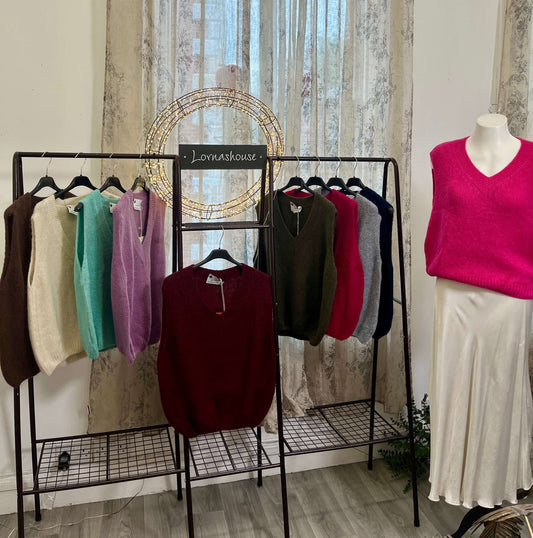 Colette V-Neck Mohair Knit Tank Top