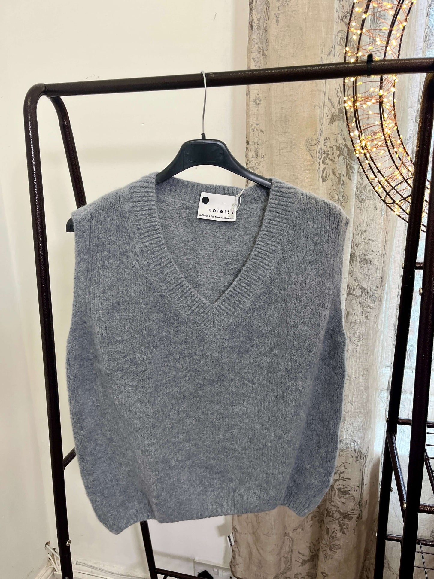 Colette V-Neck Mohair Knit Tank Top