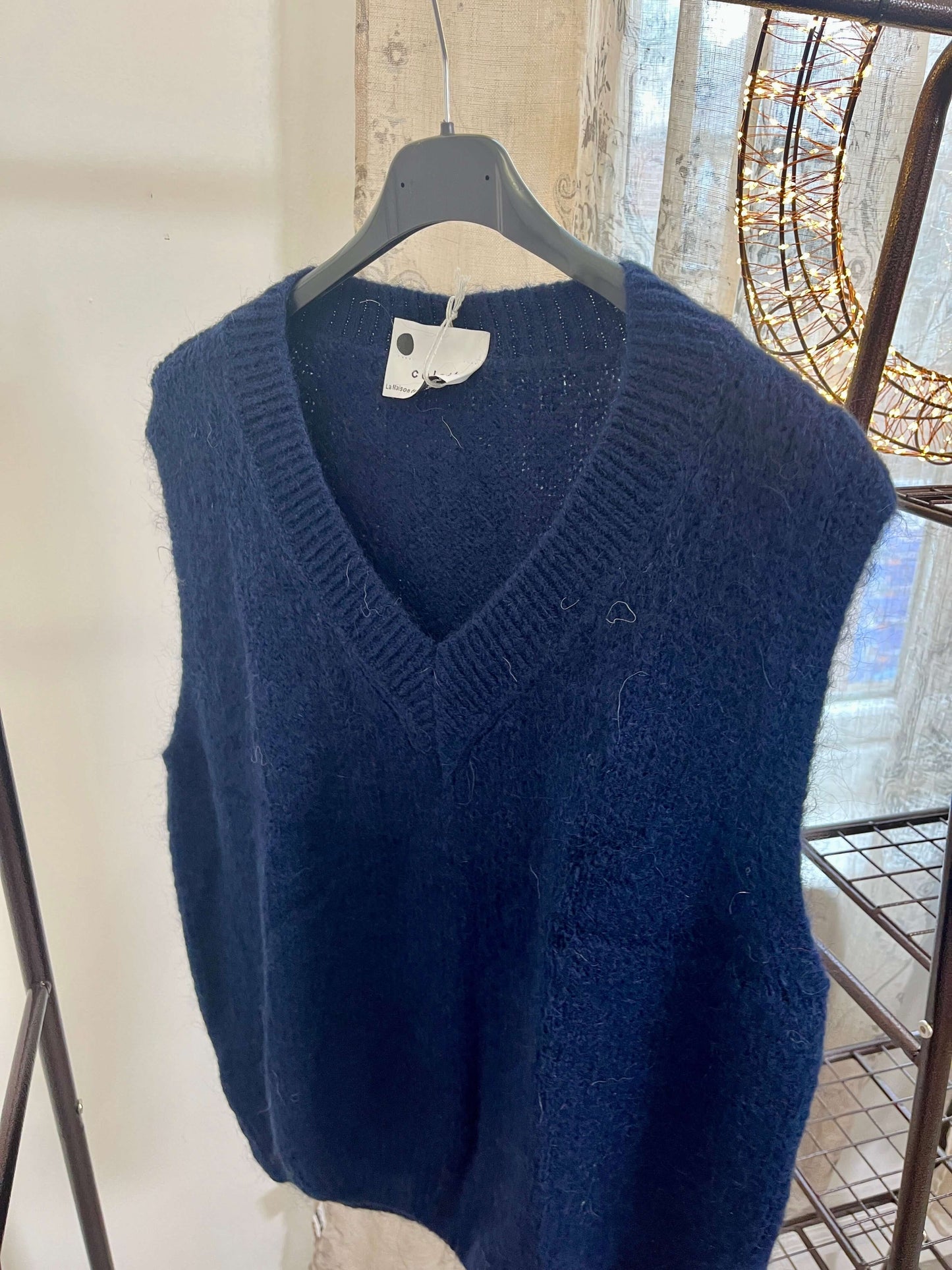 Colette V-Neck Mohair Knit Tank Top