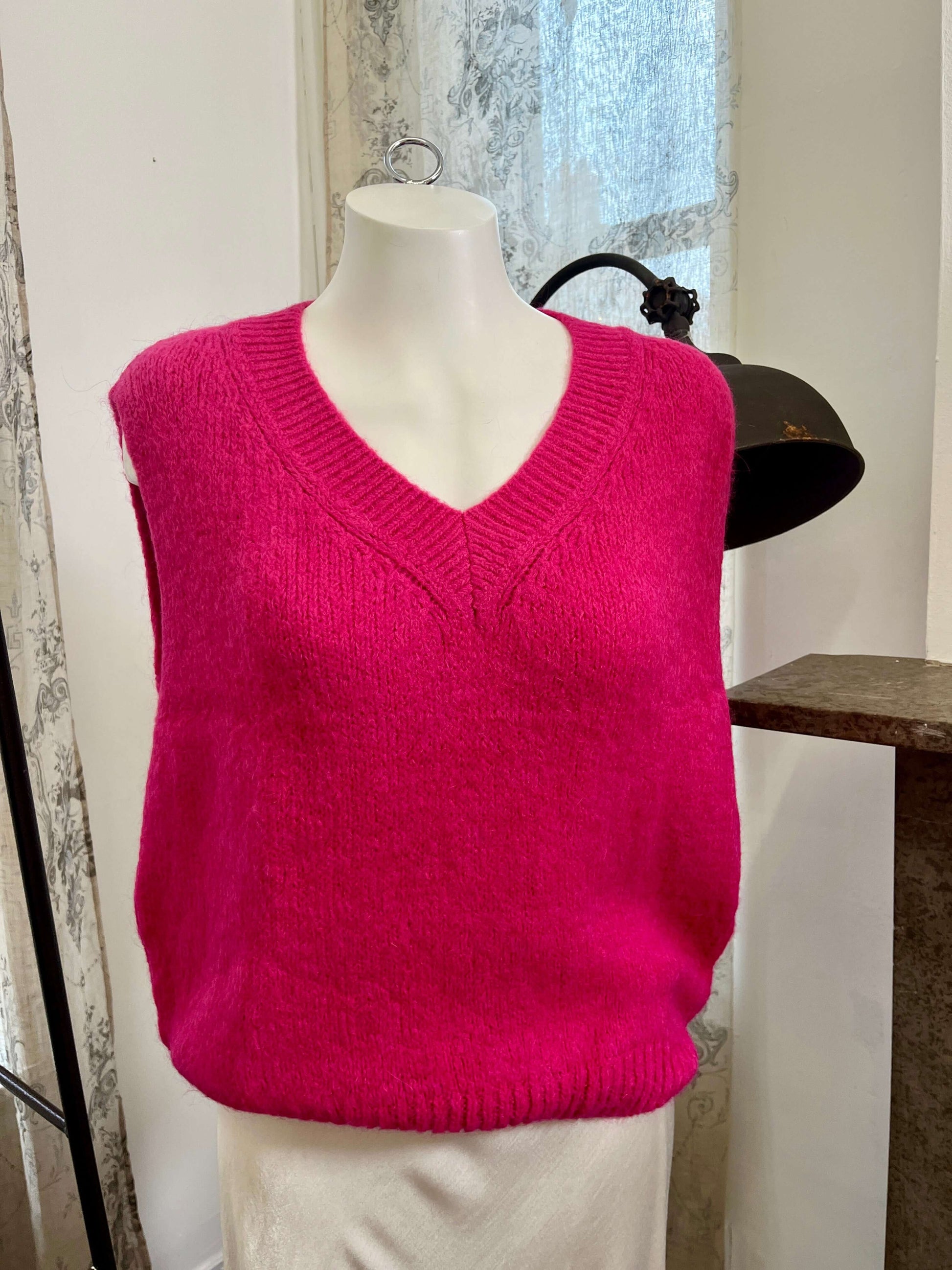 Colette V-Neck Mohair Knit Tank Top