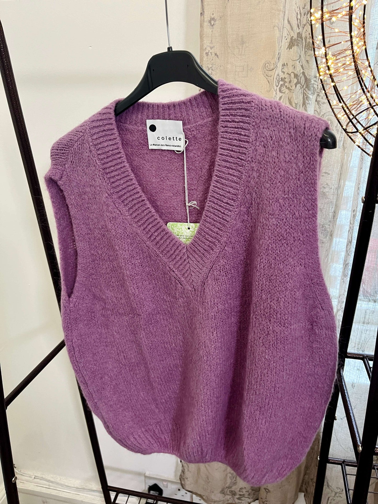 Colette V-Neck Mohair Knit Tank Top