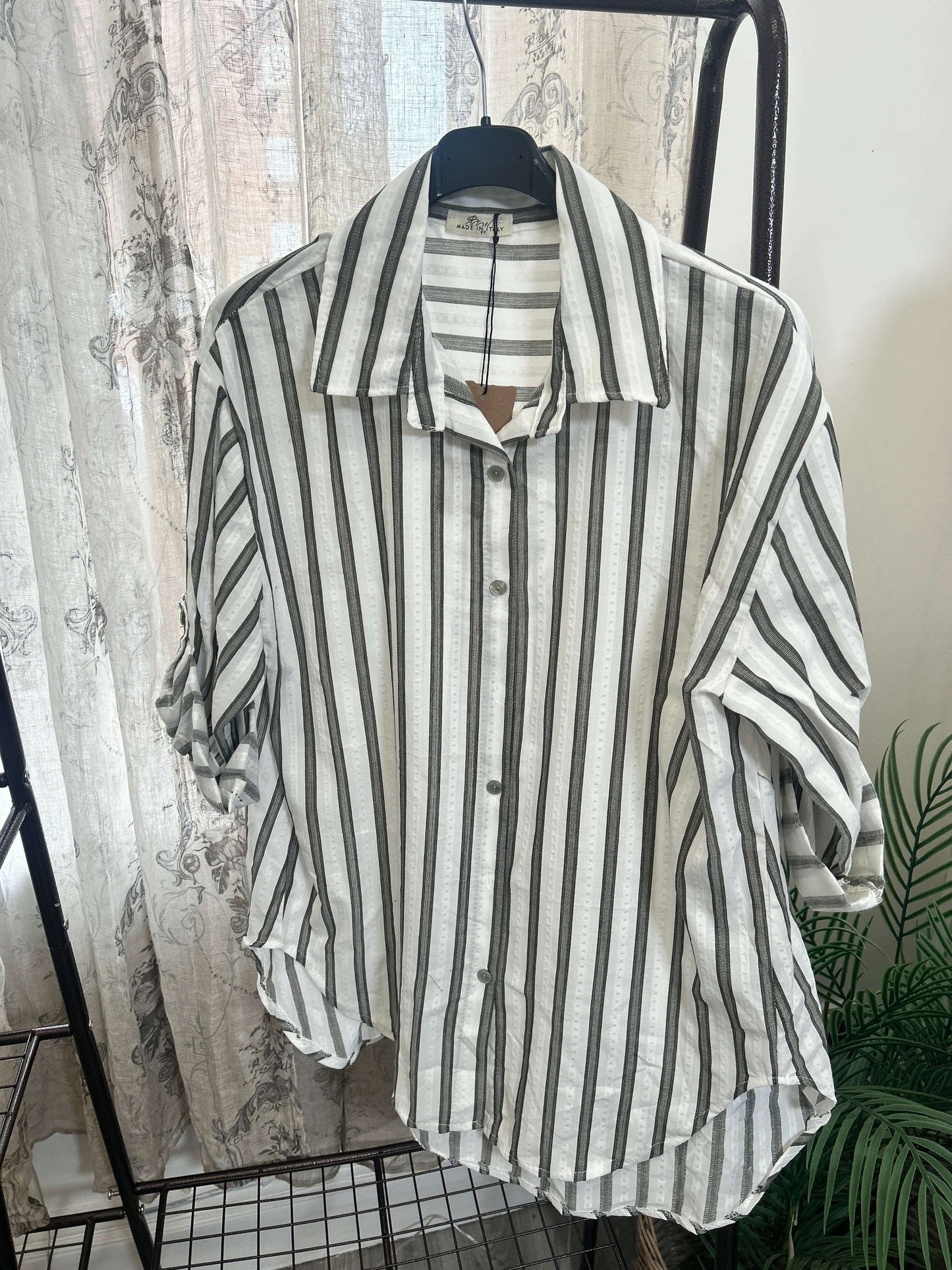 Stripe Slouchy Lightweight Cotton Shirt