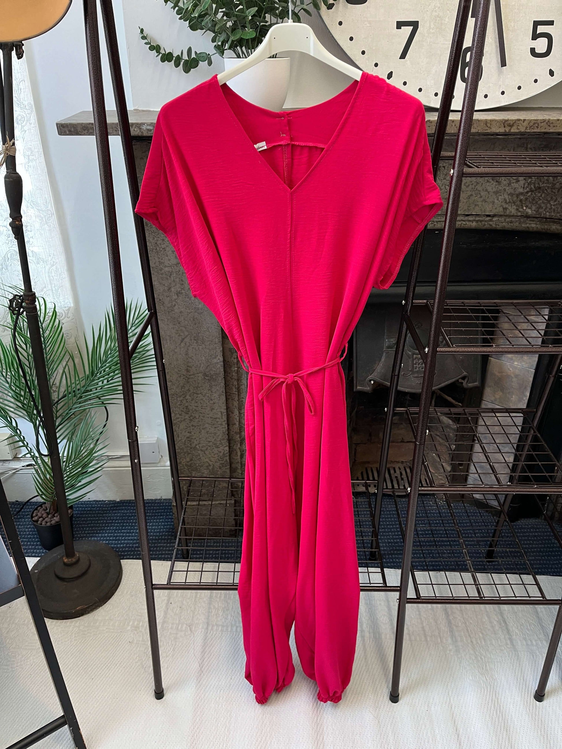 Charmaine Parachute V Neck Tie Waist Jumpsuit