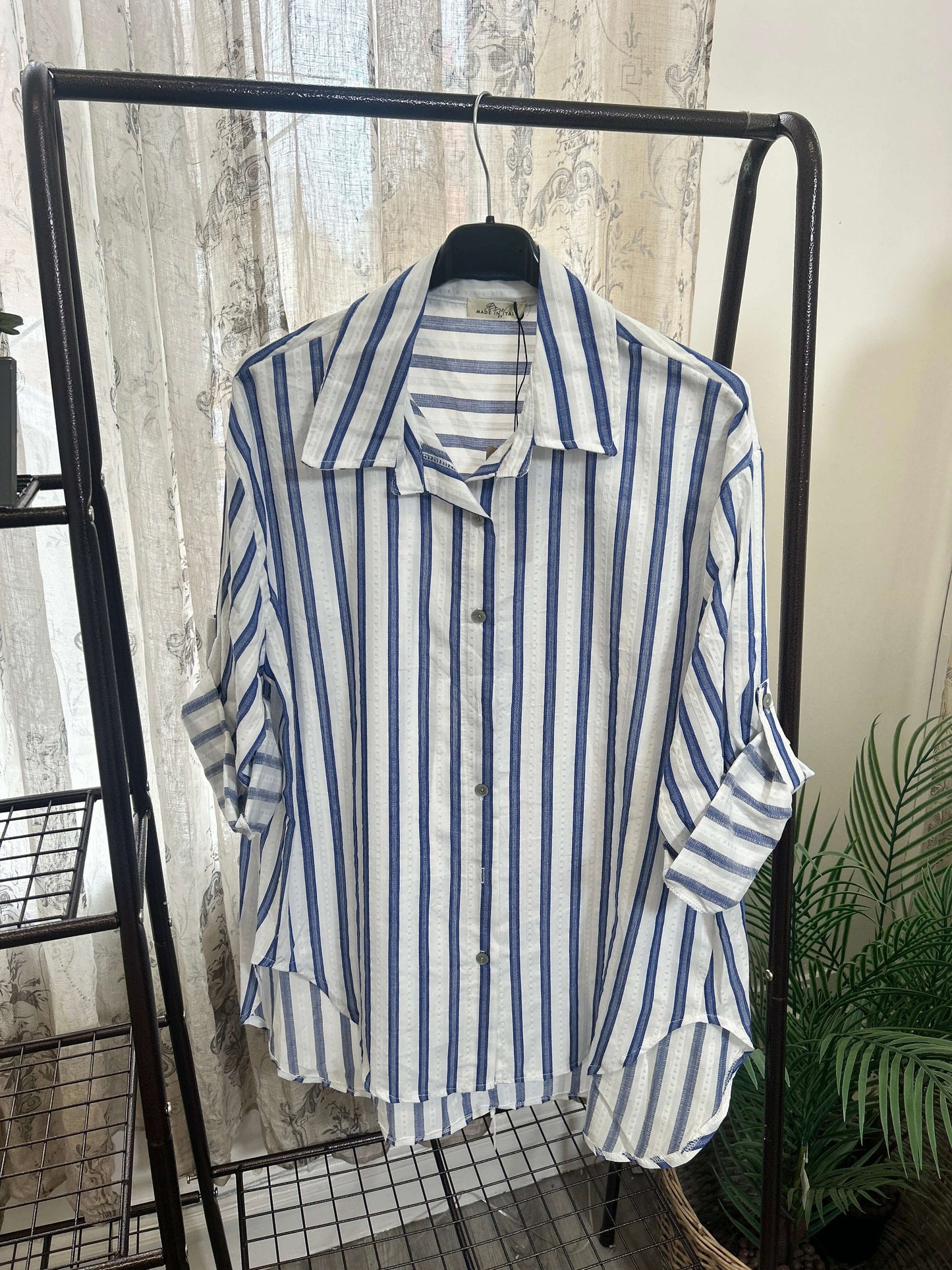 Stripe Slouchy Lightweight Cotton Shirt