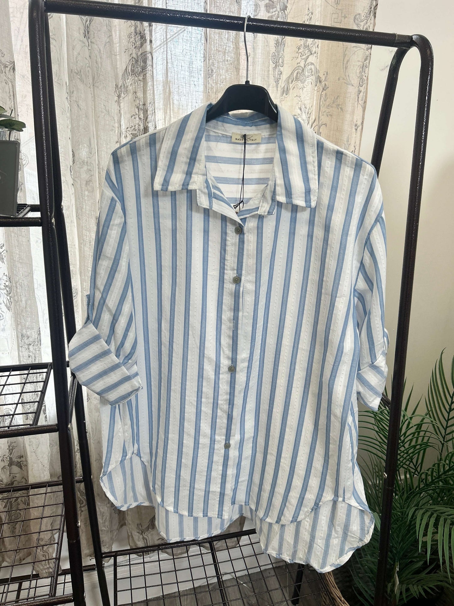 Stripe Slouchy Lightweight Cotton Shirt