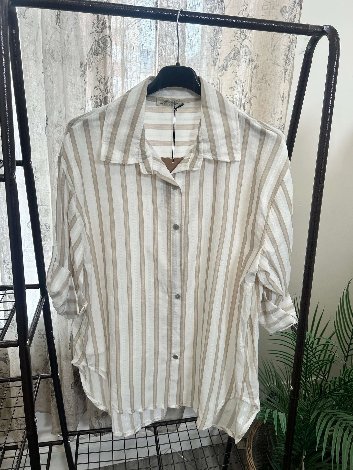 Stripe Slouchy Lightweight Cotton Shirt