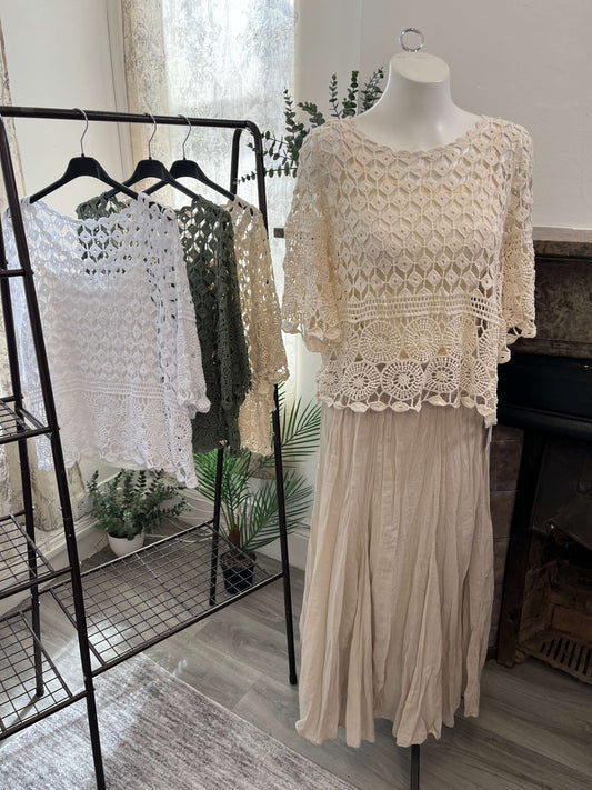 Diamond Crochet Round Neck Top