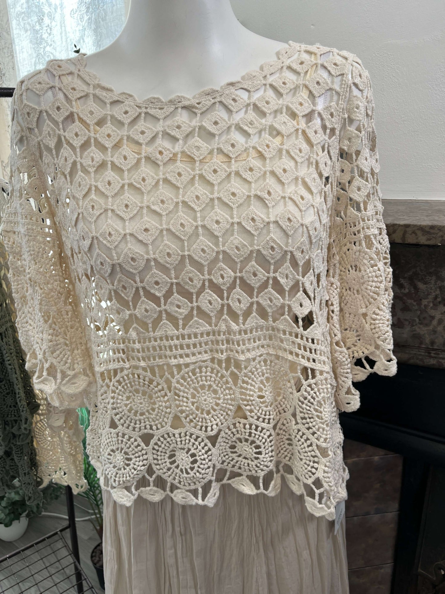 Diamond Crochet Round Neck Top