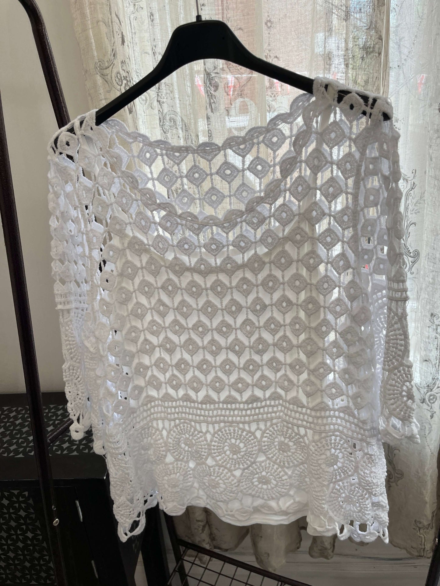 Diamond Crochet Round Neck Top