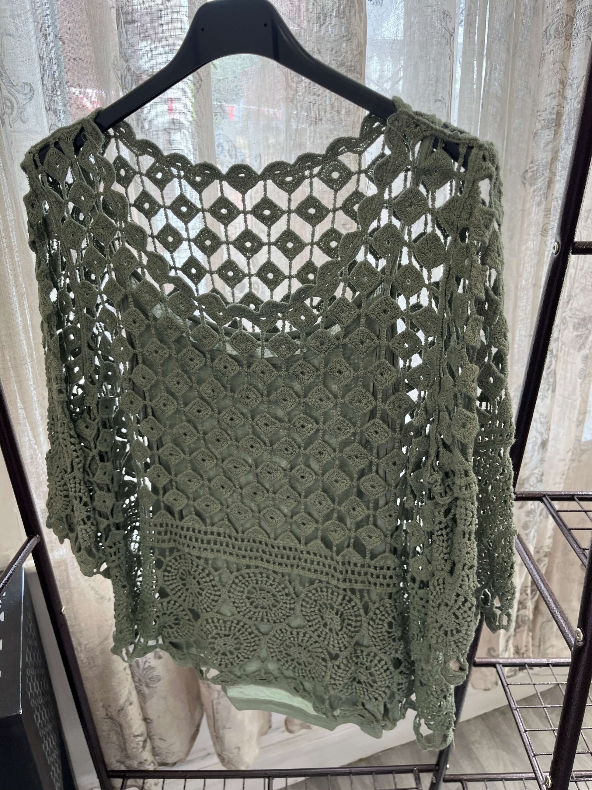 Diamond Crochet Round Neck Top