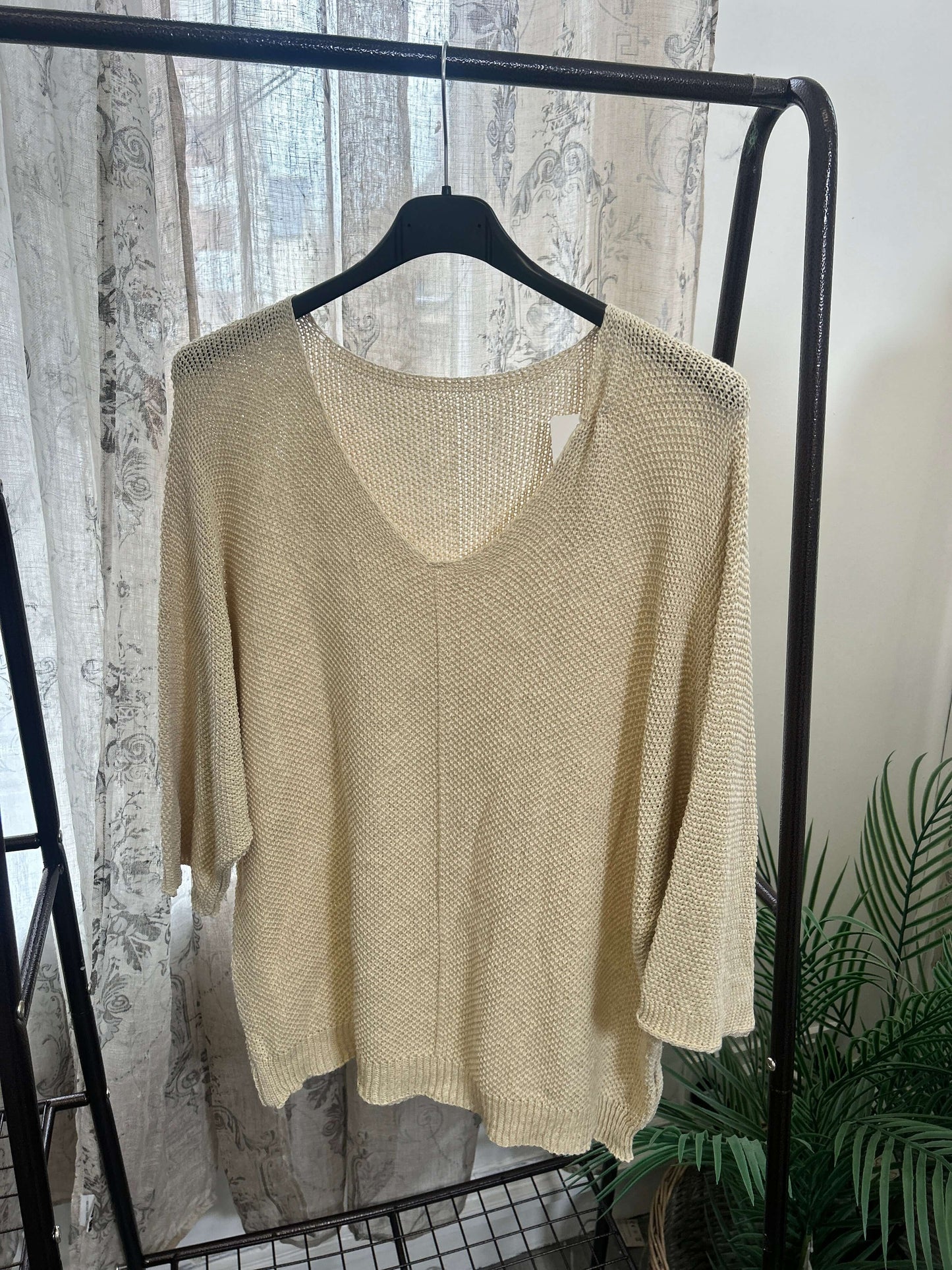 Loose Weave V Neck Layering Jumper