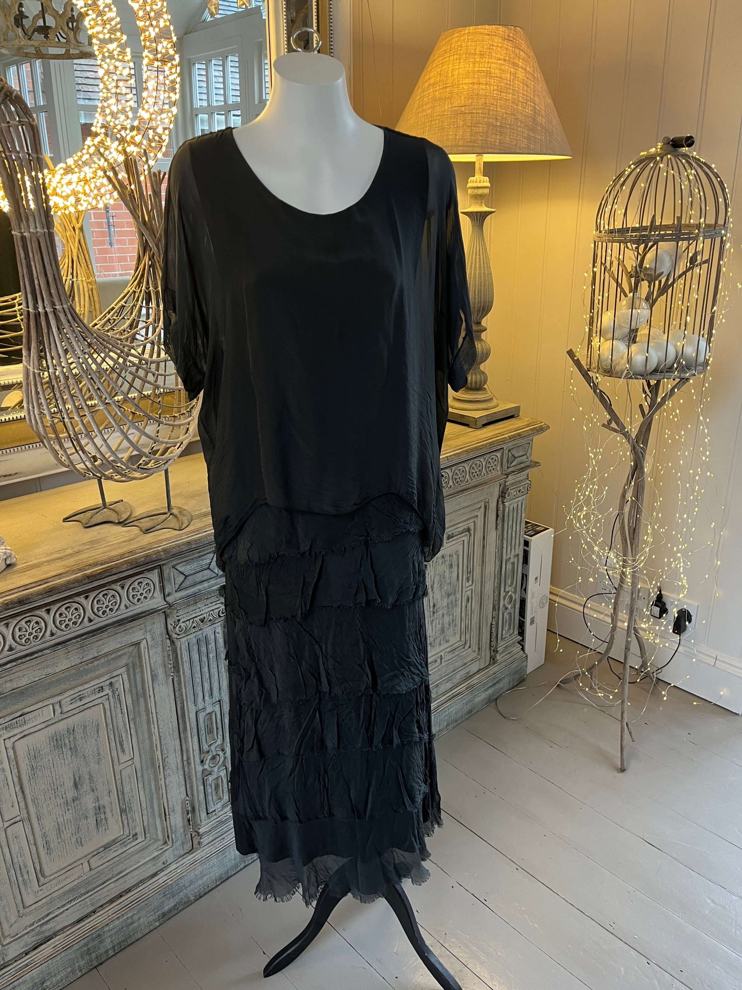 Saskia Silk Look Tiered Dress