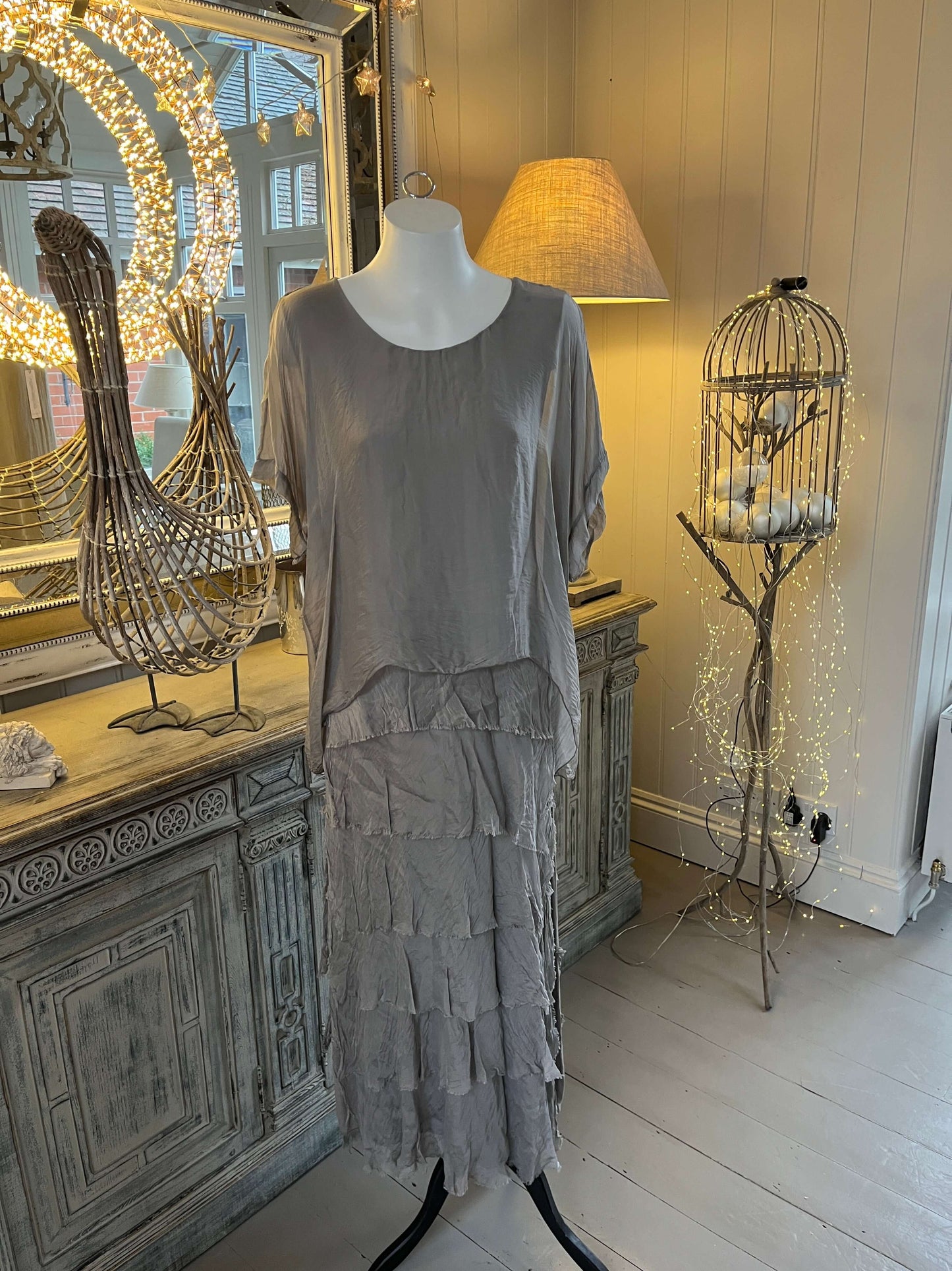 Saskia Silk Look Tiered Dress